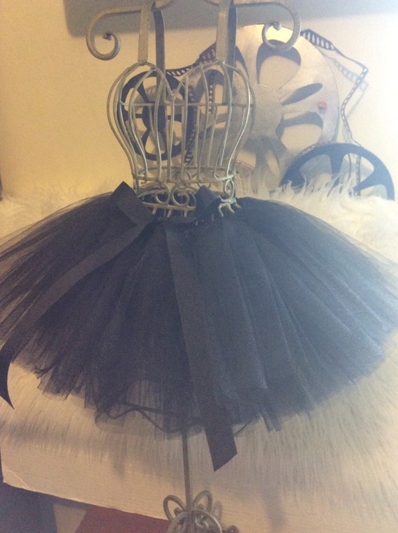Black tutu skirt size 2t with black ribbon baby girl little