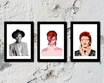 SET OF 3 David Bowie high quality prints (A5, A4, A3)
