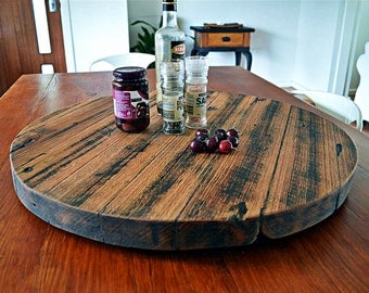 Recycled / upcycled hardwood timber rustic lazy susan finished in food safe beeswax / great as table centerpiece, made to order in any size