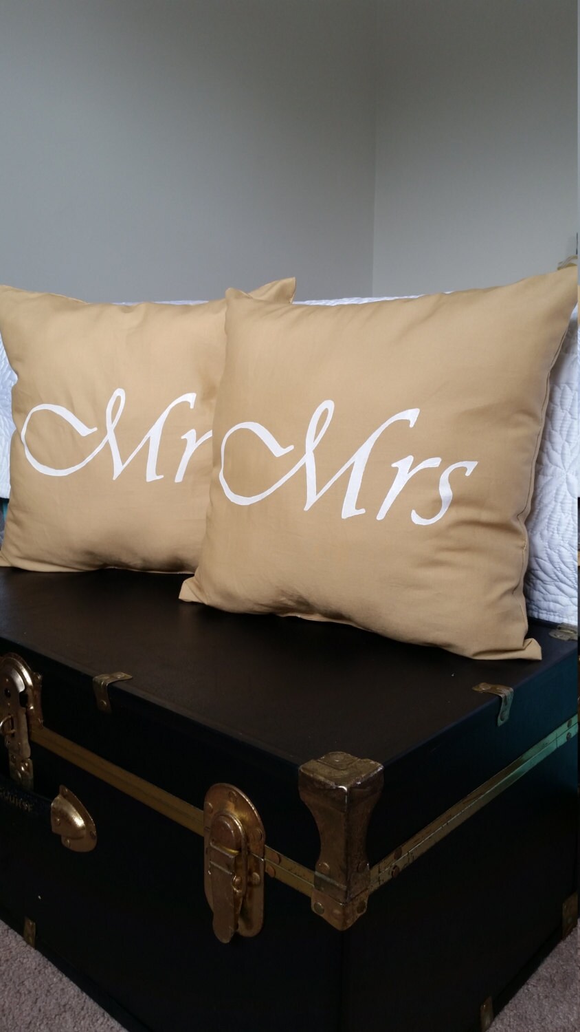 Mr & Mrs Pillow Set by RusticRuffleRR on Etsy