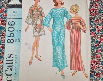 McCall's Sewing Pattern - 1966 - Woman's robe - size 14 bust 34" - MPN 8506 - used and complete