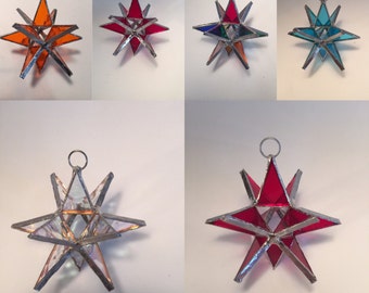 3 inch Stained Glass Moravian style Suncatcher STAR christmas ornament, Hand Made !