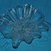 PEDISTAL DISH Clear Glass flower decorated with Floral Shapped Scalloped Dish 11" across