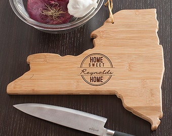 New York State Shaped Cutting Board, Engraved New York Shaped Cutting Board