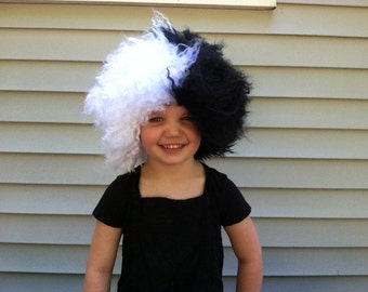 Black and white wig, Toddler Halloween, Halloween costume, Halloween wig, costume wig, Kids Halloween, Costume accessory, Kids wigs, Cruella