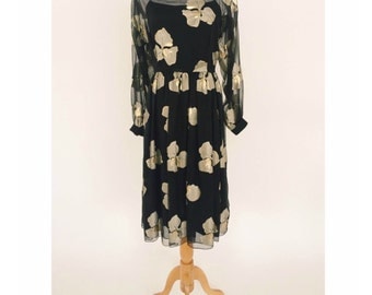 Pauline Trigere Sheer Silk Floral Dress