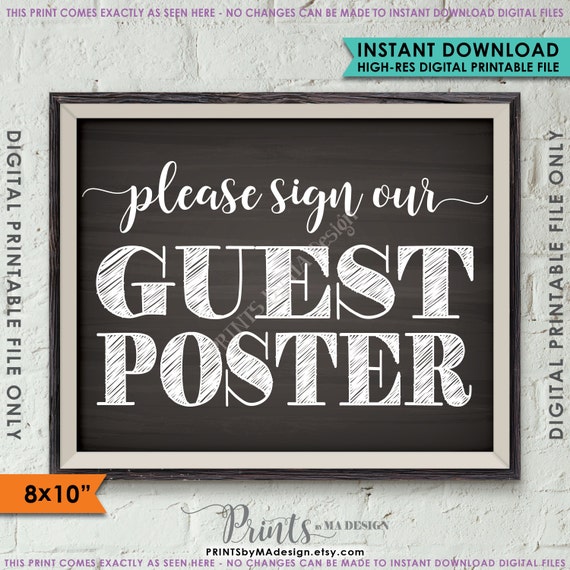Please Sign Our Guest Poster Wedding Sign the Poster Reception
