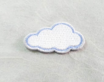 White Cloud Iron On Patch (S) - Cloud cute Applique Embroidered Iron on Patch Size 3.7x2.3 cm