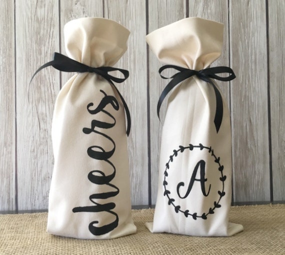 DIY Kit Create your own Wine Gift Bag Linen Wine Bag