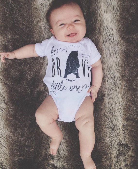 BE BRAVE LITTLE One Onesie® / teepee bear arrow by ThePineTorch