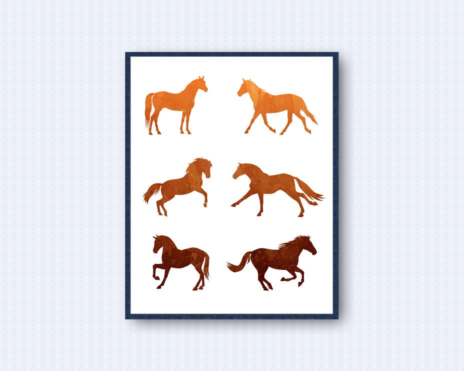 Horses Poster Instant Download Nature Horse Poster by TheWoodenKat