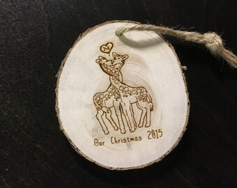 Christmas Ornaments | First Christmas Ornament Married | Wedding Ornament | Engagement Ornament | Giraffe Ornament | Personalized Ornaments