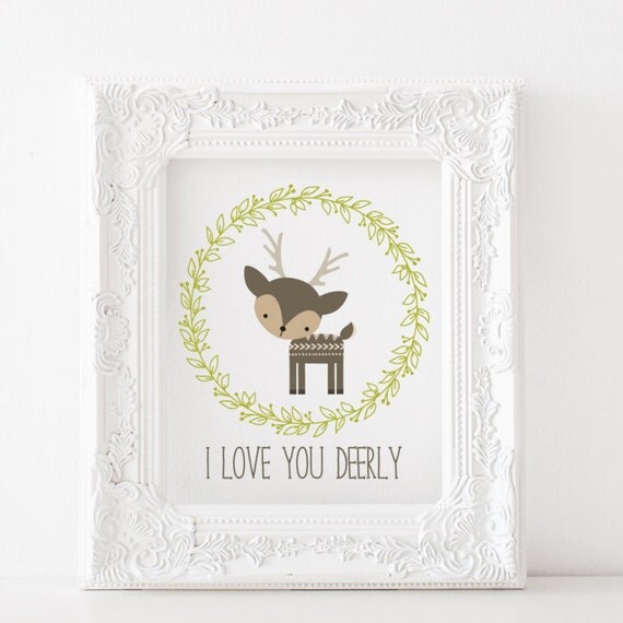 I love you deerly Printable I love you deerly print woodland