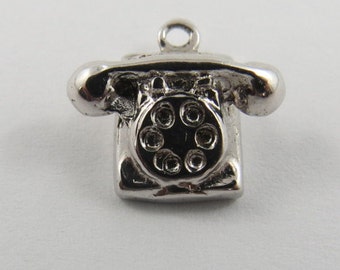 Rotary Dial Telephone Sterling Silver Charm or Pendant.