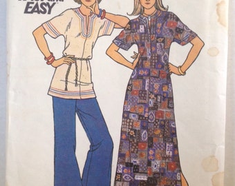 Butterick 3590 Vintage Sewing Pattern Womens Maxi Dress Caftan Tunic 1970s 34" Bust