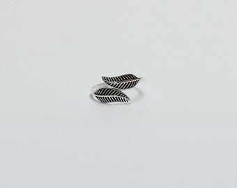 Tribal leaf toe ring , midi rings, Sterling silver ring , boho jewelry ring , adjustable ring, summer jewelry , leaves midi rings