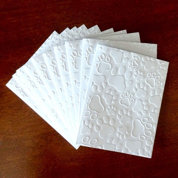 Paw Print Card Set Embossed Paw Print Note Cards by Nuts4Stampin