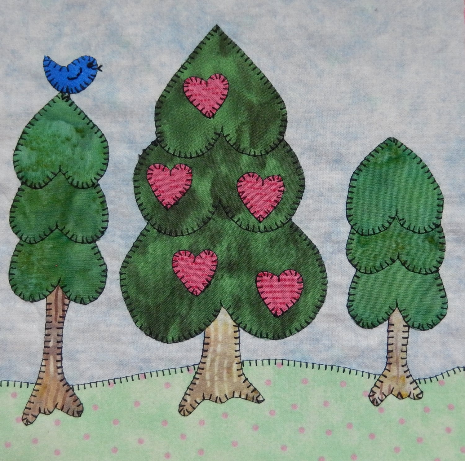 Trees PDF applique quilt block pattern whimsical forest or