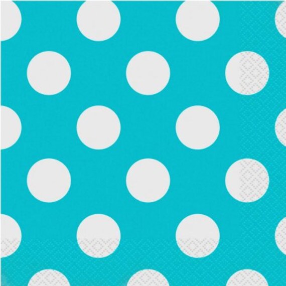 Teal Polka Dot Luncheon Paper Napkins 2 Ply 45ct
