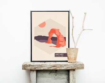 National Park Posters Vintage - Hiking Travel Poster - Arches - National Park Print - Minimalist Poster – Wall art – Wall Décor