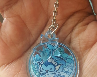 Vaporeon Terrarium Charm 1.5 or 2 in clear