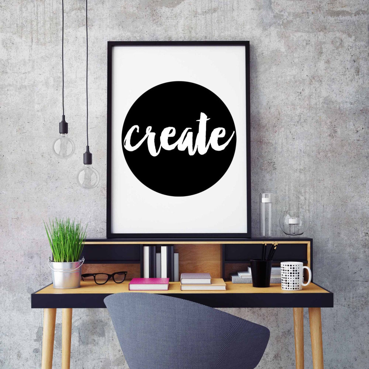 Create print Inspirational print Office decor Creativity