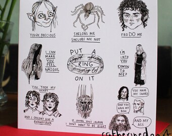 Lord of the Rings Fan Art Chat Up Line Puns Valentines Card