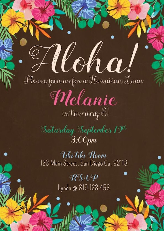 Printable aloha party invitation Hawaiian party invite luau