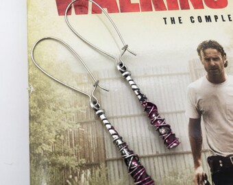 Lucille - Negan inspired earrings with long ear wires. For pierced ears. The Walking Dead