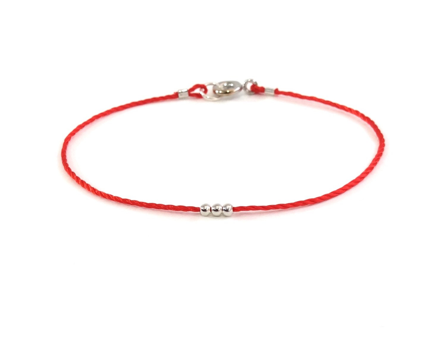 Sterling Silver Red String bracelet Red Silk string by Kokoshine