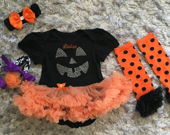 Pumpkin Baby Halloween Costume, Babys First Halloween Outfit, Baby Pumpkin Outfit, Baby Girl Halloween Costume, Baby Halloween