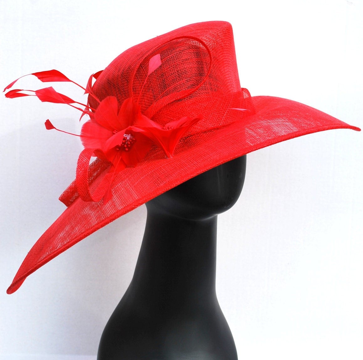 Red Derby Hat Church hat Tea Party Hat Red Hat by QueenSugarBee