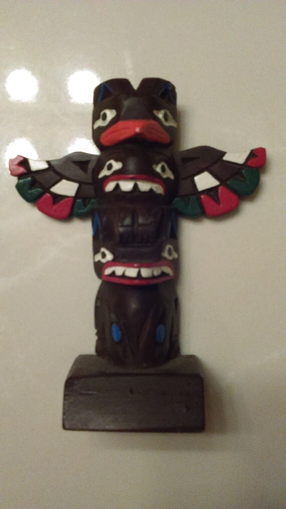 Hand Carved Thunderbird Totem Pole Alaska Indian Art Hand