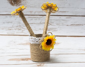 Guest Book Pen Holder Sunflower GuestBook Pens Rustic Holder Personalized Burlap