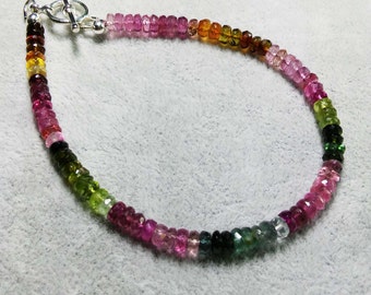 Tourmaline Bracelet-Watermelon Tourmaline Bracelet-Gemstone bracelet-Ombre Tourmaline Bracelets-Gifts for Her-October Birthstone