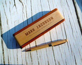 Personalized Pen Box with Pen, Custom Pen Case, Engraved Pen Holder, Graduation, Father's Day, Executive, Corporate, New Job, Career,Pen Set