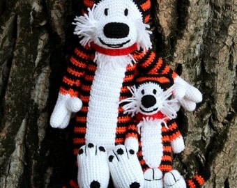 Crochet tiger Hobbes inspired by Calvin and Hobbes – Knitted amigurumi tiger toy Hobbsy – Huggable stuffed animal - gift for kids