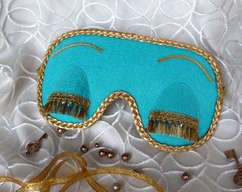 Breakfast at Tiffany’s and Audrey Hepburn in role of Holly Golightly sleeping mask. Cute handmade sleep mask in Tiffany and CO blue color