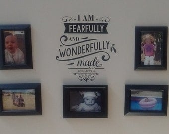 I am fearfully and wonderfully made - wall decal - glass block decal - religious quote