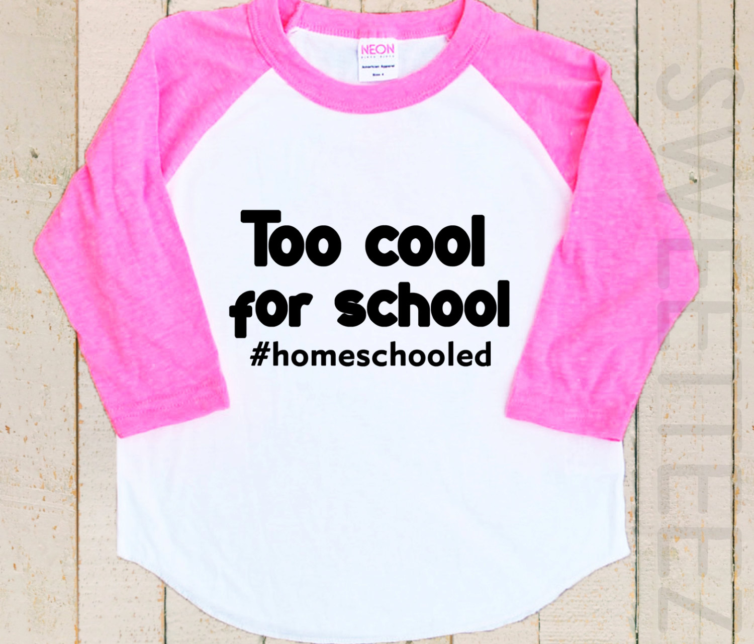 Homeschool Shirt Too Cool for School Shirt Raglan Shirt Funny