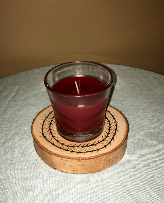Items similar to Wood Burned Candle Base on Etsy