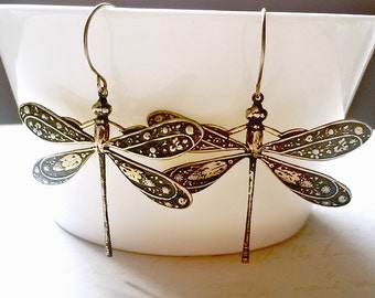 Dragonfly Earrings Large Statement Earrings Boho Jewellery. Festival Earrings Gift for Her