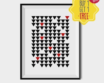 Geometric wall art, black and white artwork, buy one get one free, teen room art, pattern print, birthday gift, printable abstract art