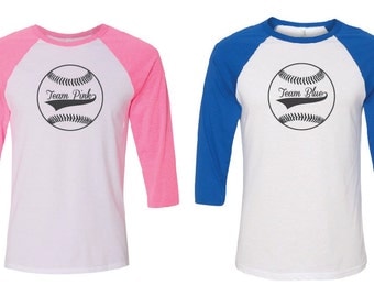 Gender Reveal Baseball. Gender Reveal Shirt. Gender Reveal. Mommy Daddy Shirts. Baseball Shirt. Mom and Dad Shirts. Team Pink Team Blue.