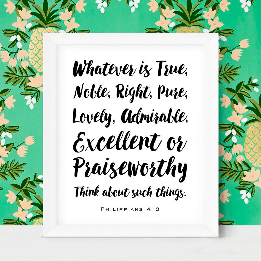 Printable Bible Verse Art Whatever is True Bible Wall Art