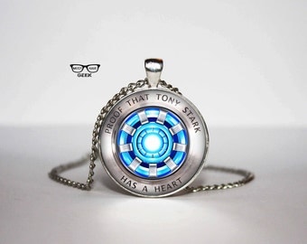 Iron man Necklace, Arc reactor pendant, Tony Stark ,Art Gifts, for Her, for him