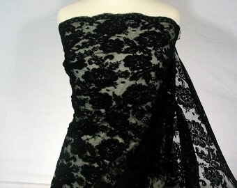 Raven Black ~ Alençon lace ~ Designer lace ~ Corded lace ~ Couture lace ~ double scallop ~ Flower design ~ No 59