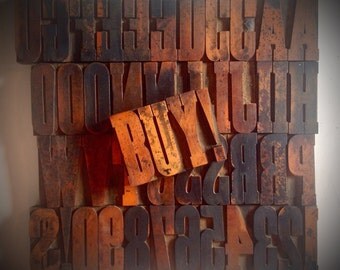 Vintage 3-1/4" WOODEN Letterpress Printing Blocks - Letters, Numbers, Punctuation