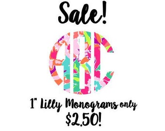 Lilly Pulitzer Monogram Decal SALE , Lilly Inspired Decal Monogram, One Inch Decal, Lilly car decal, Lilly Pulitzer Yeti decal Custom Decal