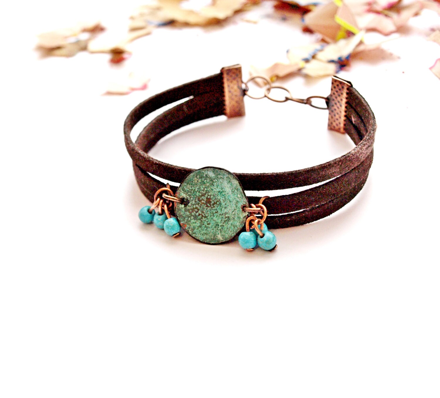 Women copper bracelet Turquoise Copper Bracelet Blue by MoodStory